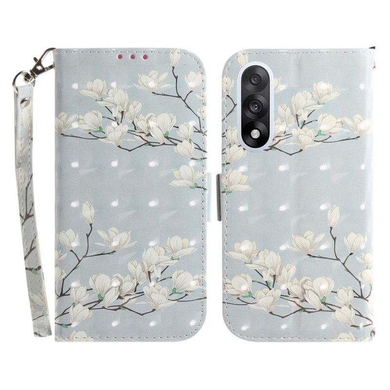 Flip Cover Oneplus Nord 5 Hvide Remmeblomster