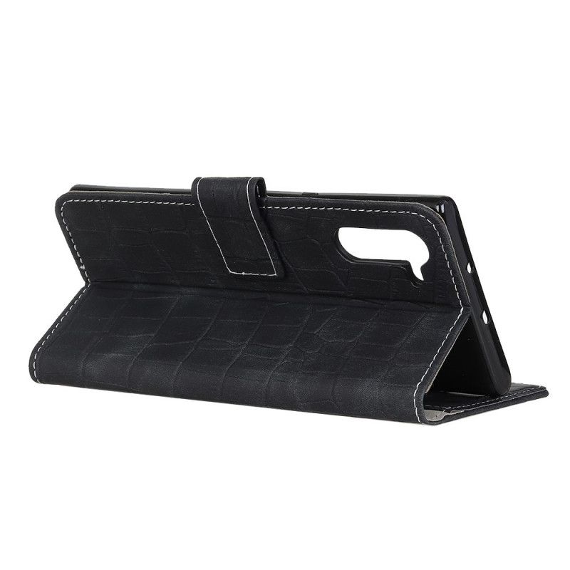 Flip Cover Læder for OnePlus Nord Sort Vintage Krokodillehudstil