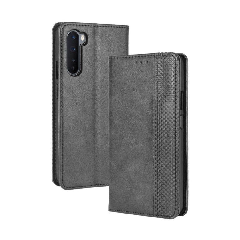 Læder Cover for OnePlus Nord Sort Stiliseret Vintage Lædereffekt