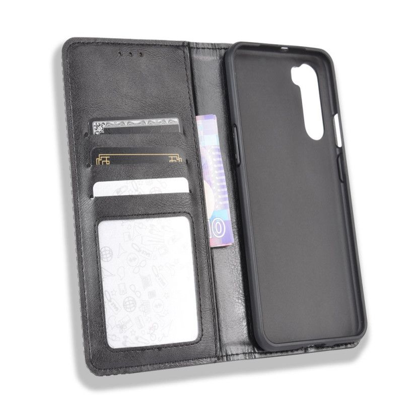 Læder Cover for OnePlus Nord Sort Stiliseret Vintage Lædereffekt