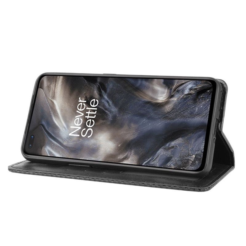 Læder Cover for OnePlus Nord Sort Stiliseret Vintage Lædereffekt