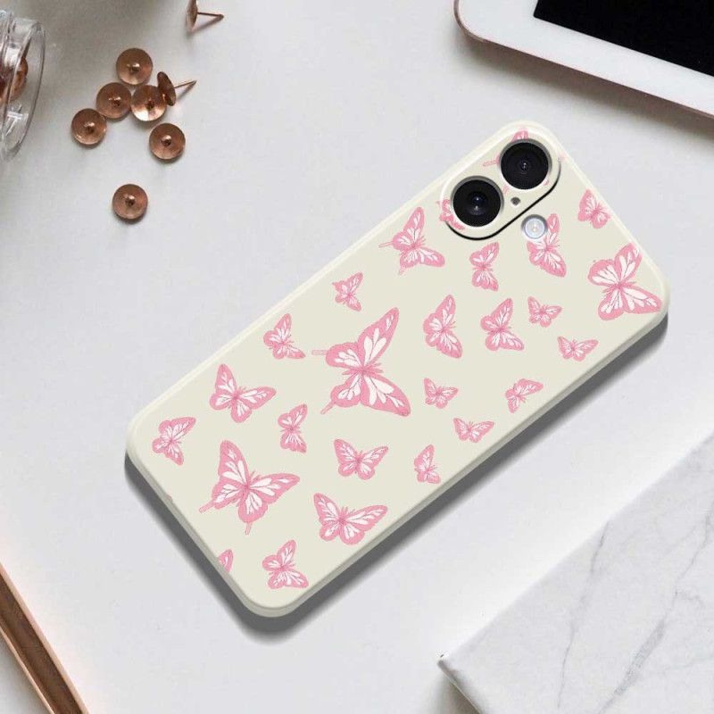 Cover iPhone 17 Telefon Etui Flydende Silikonesommerfugle