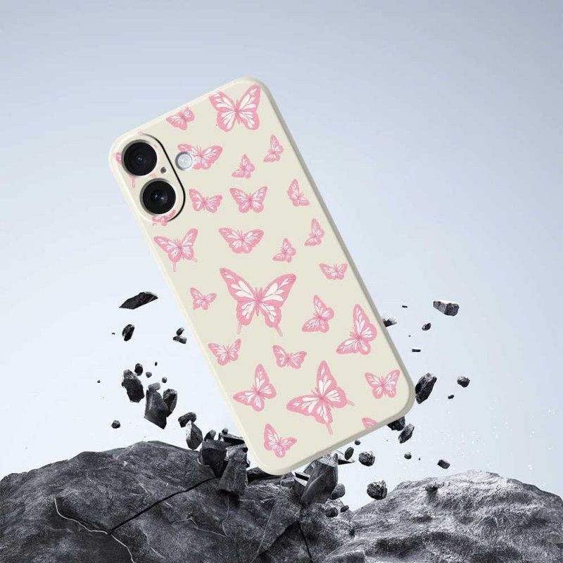 Cover iPhone 17 Telefon Etui Flydende Silikonesommerfugle