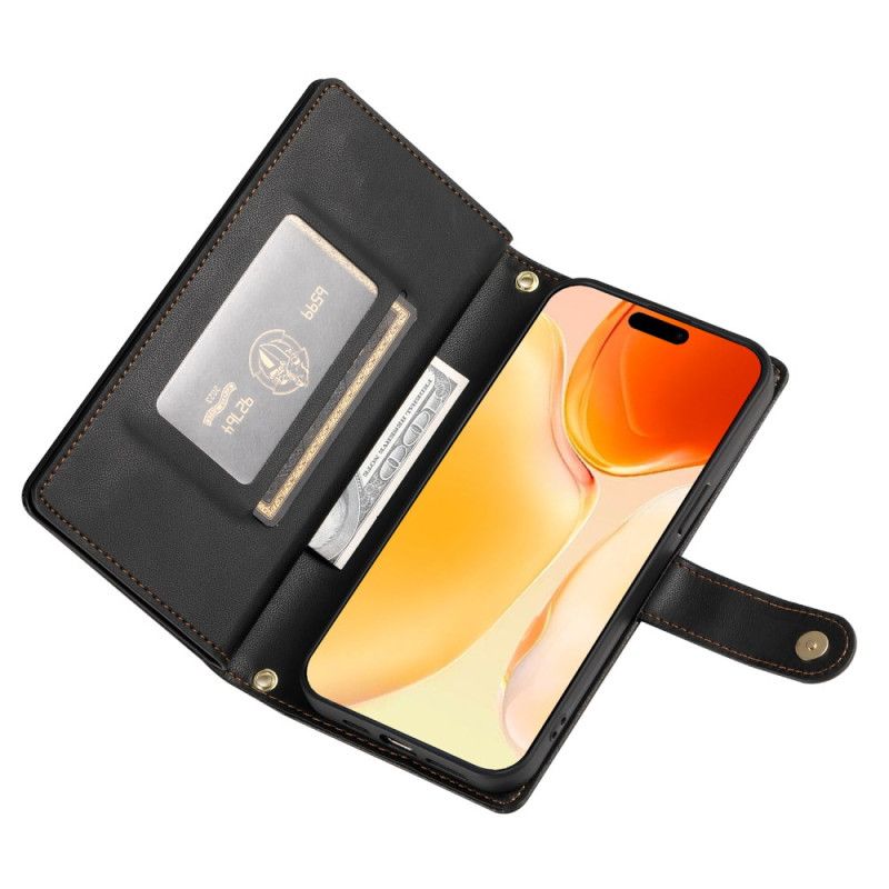 Flip Cover iPhone 17 Pung Med Lynlåslomme Og Stropper