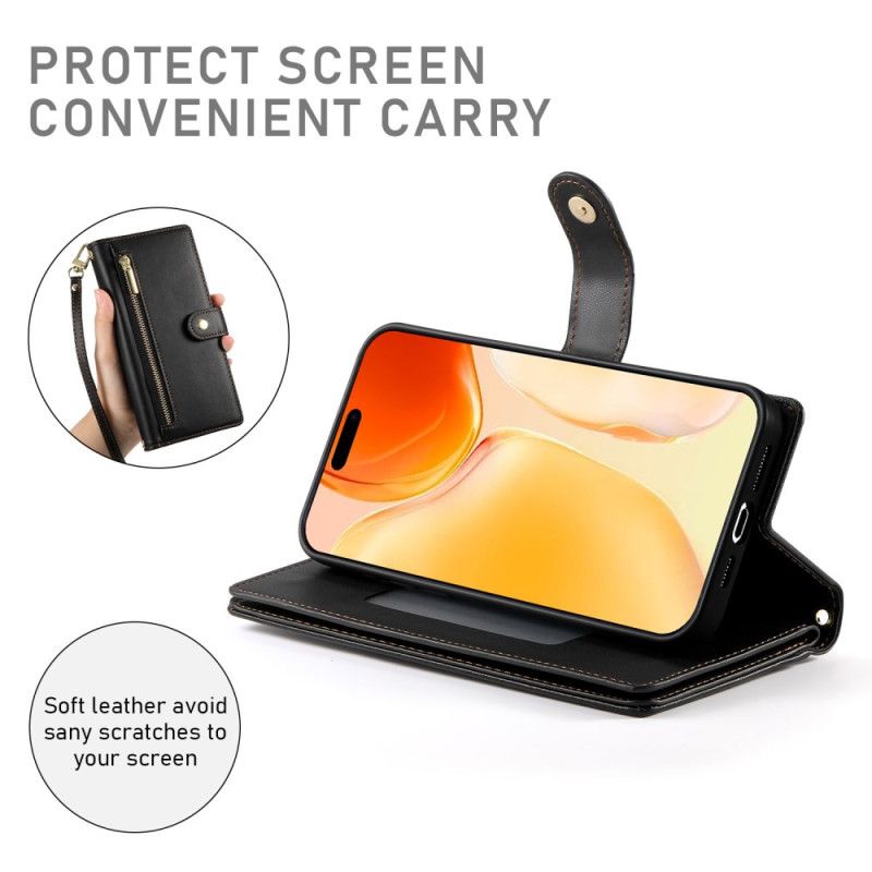 Flip Cover iPhone 17 Pung Med Lynlåslomme Og Stropper