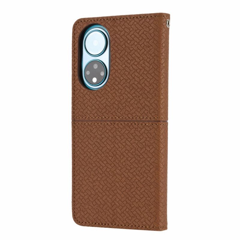 Læder Cover Huawei Nova 9 Pro / Honor 50 Pro Telefon Etui Stil Vævet Læderrem