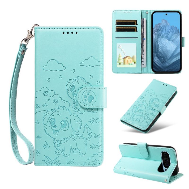 Flip Cover Google Pixel 10 Pro Xl Rfid-blokering Og Hundemønster