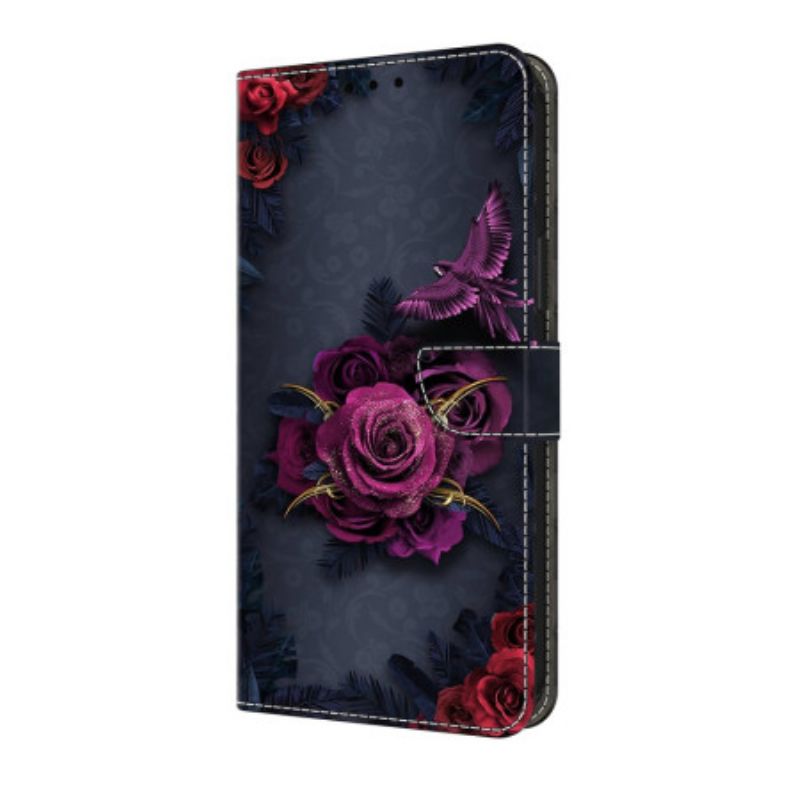 Flip Cover Til Google Pixel 10 Pro Xl Blomstermønster Violet
