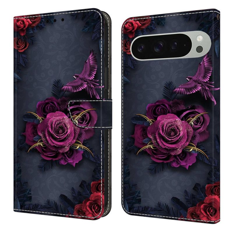 Flip Cover Til Google Pixel 10 Pro Xl Blomstermønster Violet