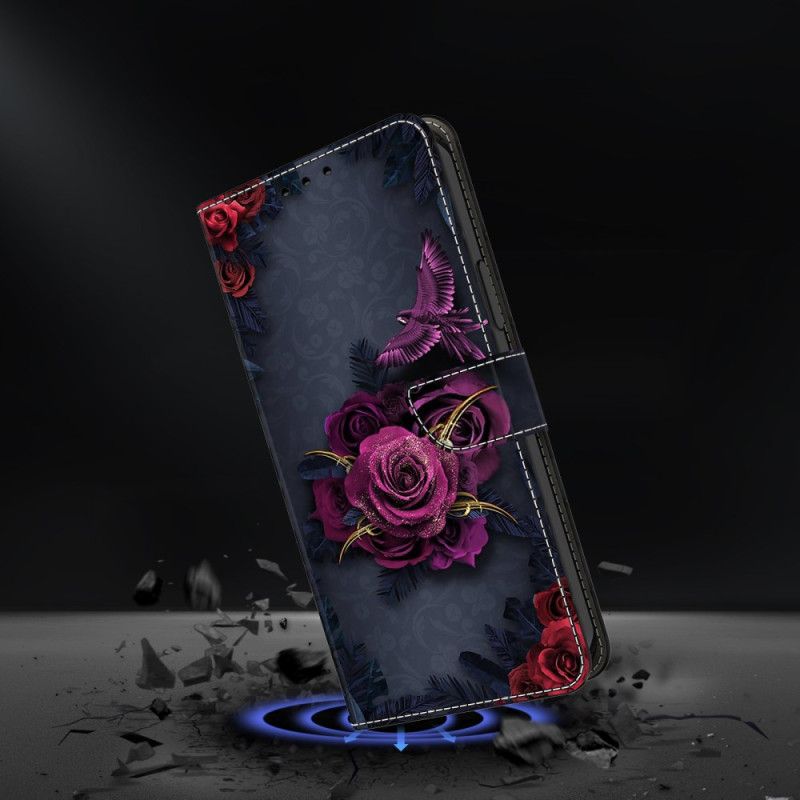 Flip Cover Til Google Pixel 10 Pro Xl Blomstermønster Violet