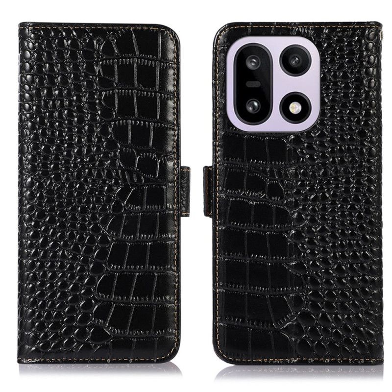 Flip Cover Oneplus 15 Krokodilletekstureret Læderpung Med Rfid-blokering