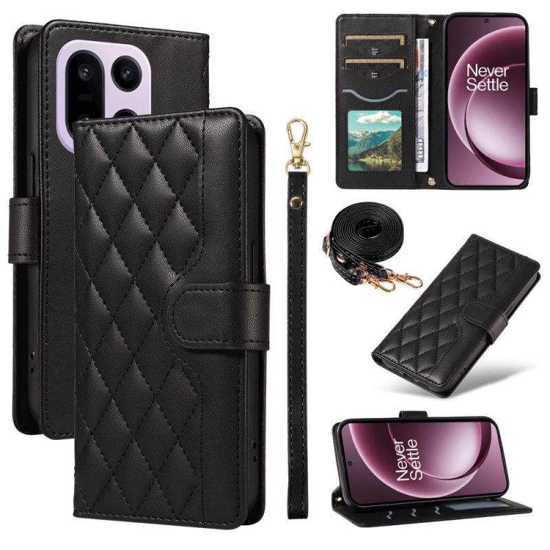 Flip Cover Oneplus 15 Quiltet Med Skulderrem Og Rem