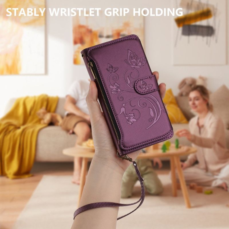 Læder Cover Oneplus 15 Telefon Etui Blomsterpung Med Rem