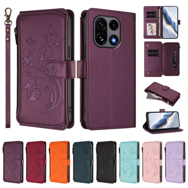 Læder Cover Oneplus 15 Telefon Etui Blomsterpung Med Rem