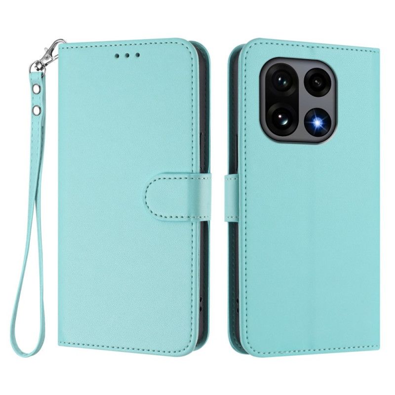 Læder Cover Oneplus 15 Telefon Etui Ensfarvet Med Rem