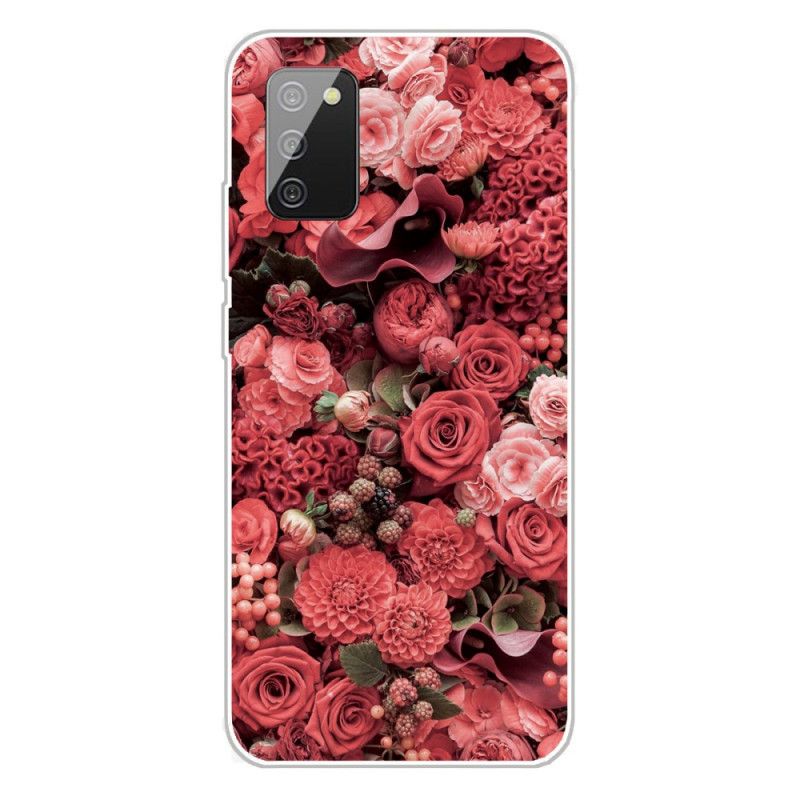 Cover for Samsung Galaxy A02s Rød Intense Blomster