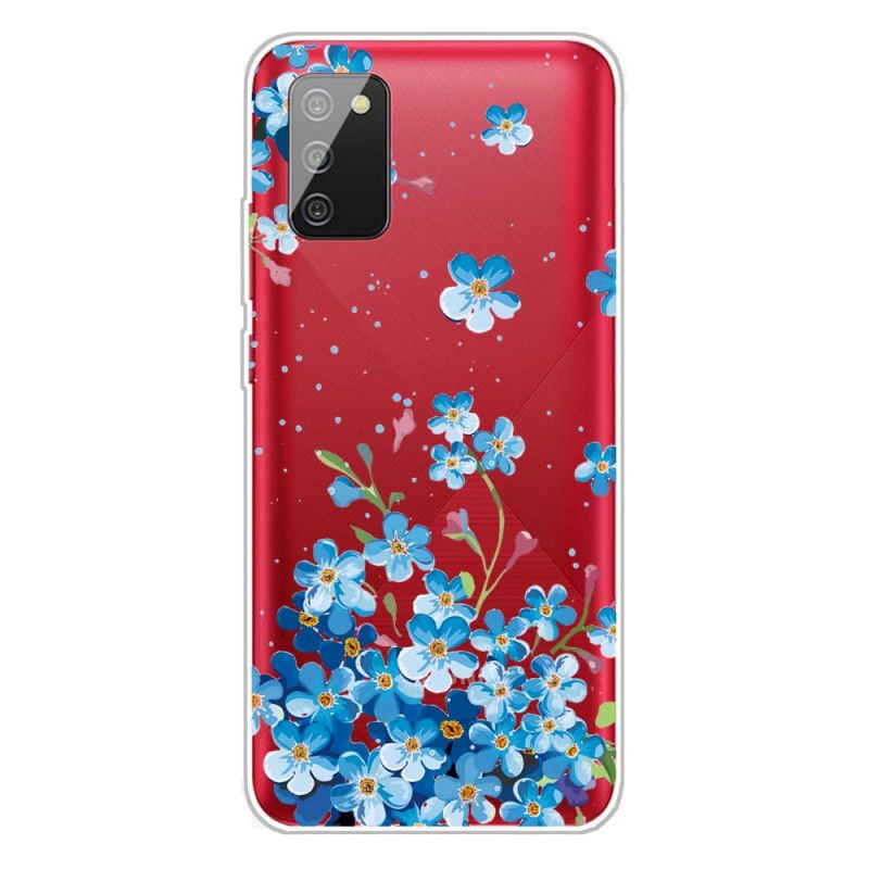 Cover Samsung Galaxy A02s Blå Blomster Beskyttelse