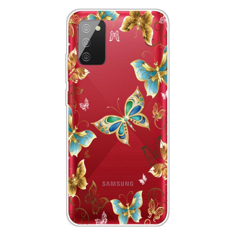 Cover Samsung Galaxy A02s Mørkeblå Mobilcover Design Sommerfugle