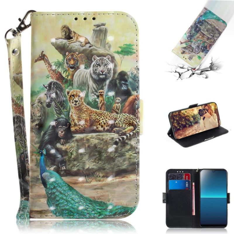 Flip Cover Læder Sony Xperia L4 Thong Safari Dyr Original