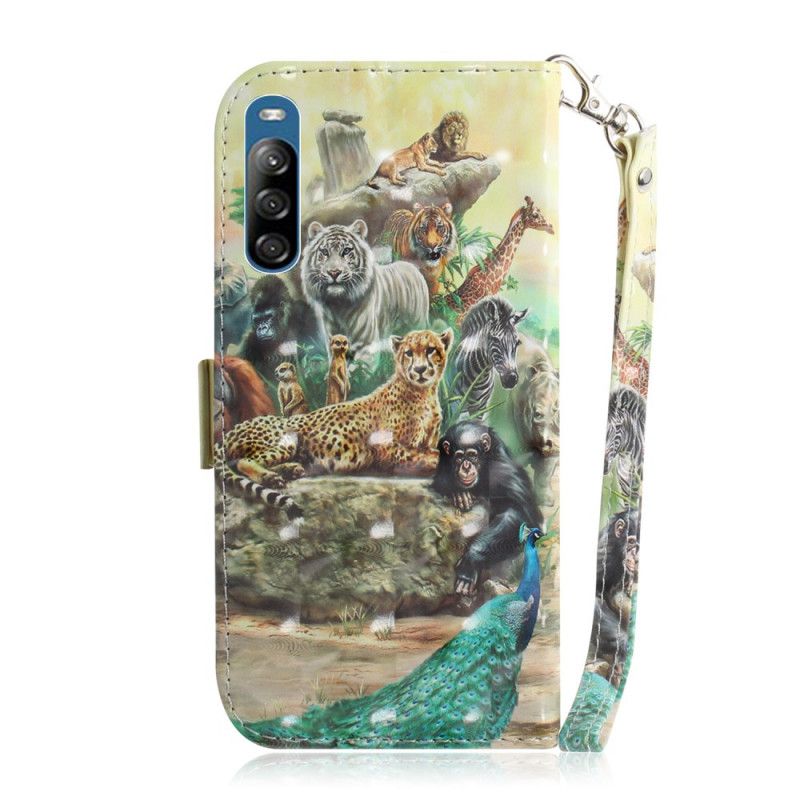 Flip Cover Læder Sony Xperia L4 Thong Safari Dyr Original