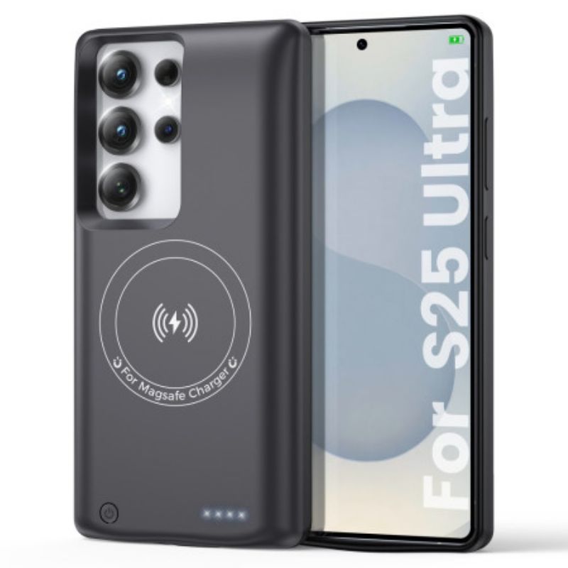 10000mah Battericover Til Samsung Galaxy S25 Ultra Oplader Med Magnetisk Fastgørelse