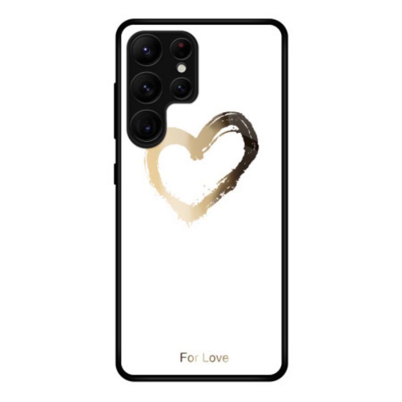 Cover Samsung Galaxy S25 Ultra 5g Guldhjerte På Hvid Baggrund