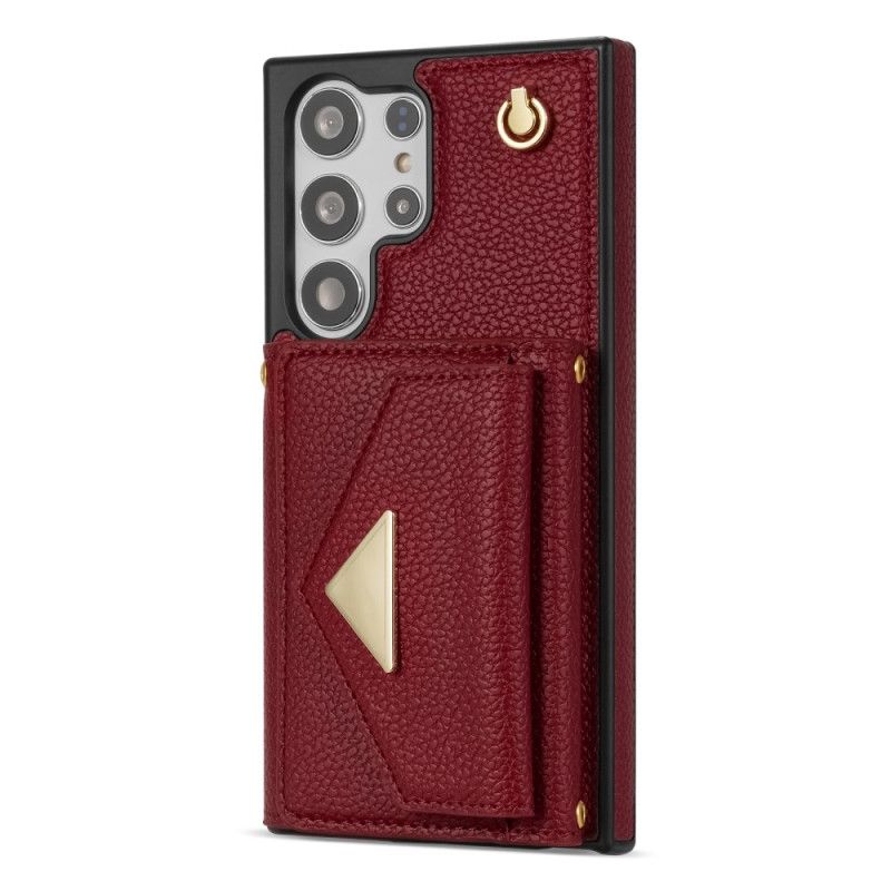 Cover Samsung Galaxy S25 Ultra 5g Lædereffekt Med Kortholder Og Rem