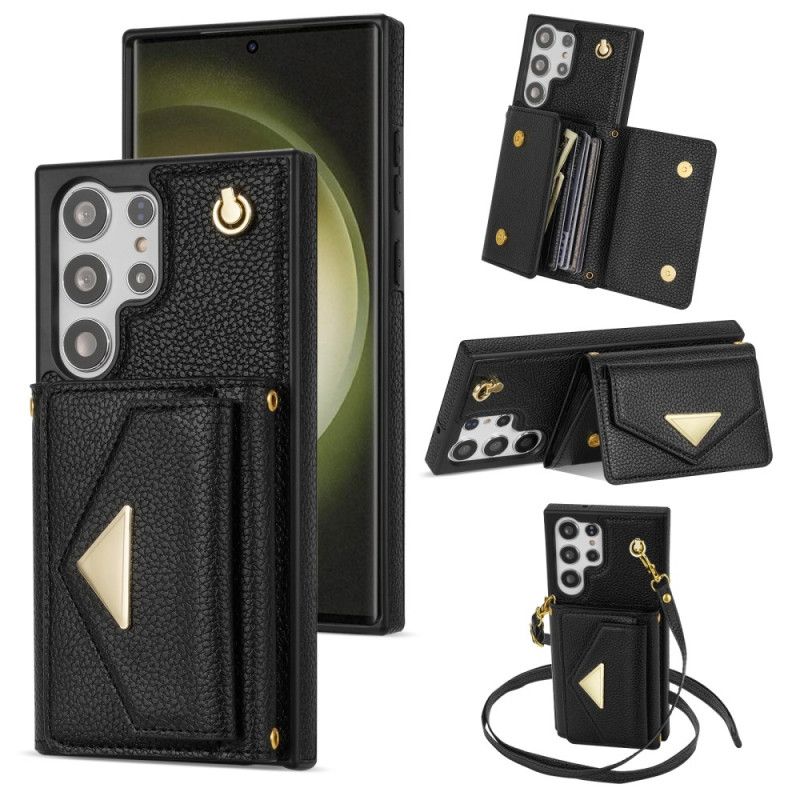 Cover Samsung Galaxy S25 Ultra 5g Lædereffekt Med Kortholder Og Rem