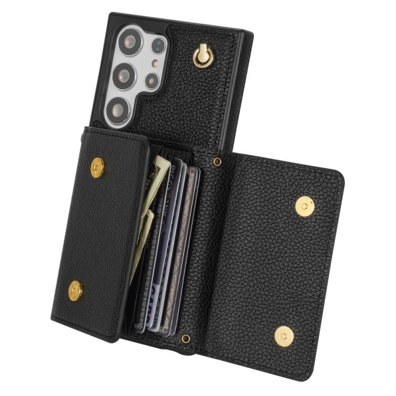 Cover Samsung Galaxy S25 Ultra 5g Lædereffekt Med Kortholder Og Rem