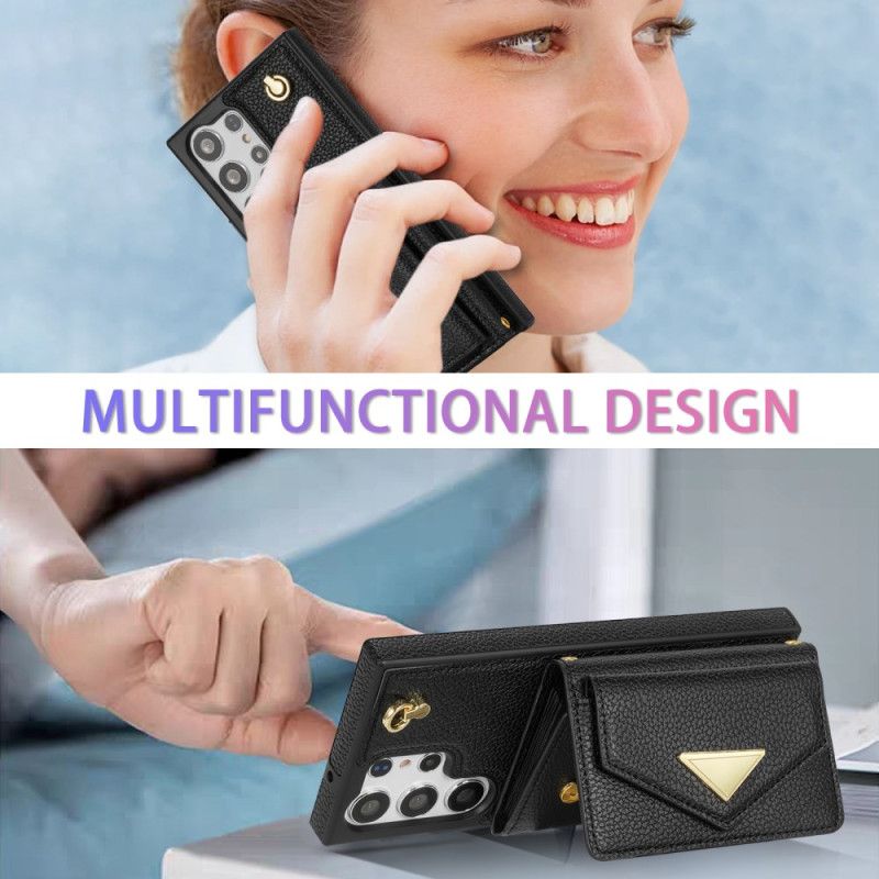 Cover Samsung Galaxy S25 Ultra 5g Lædereffekt Med Kortholder Og Rem