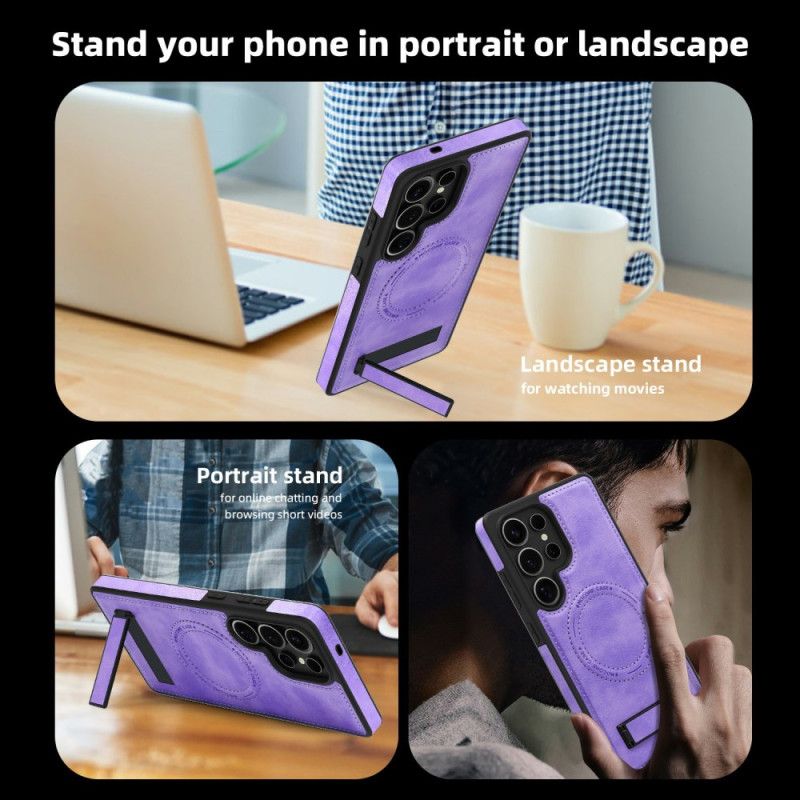 Cover Samsung Galaxy S25 Ultra 5g Telefon Etui Lædereffekt Kompatibel Med Magsafe