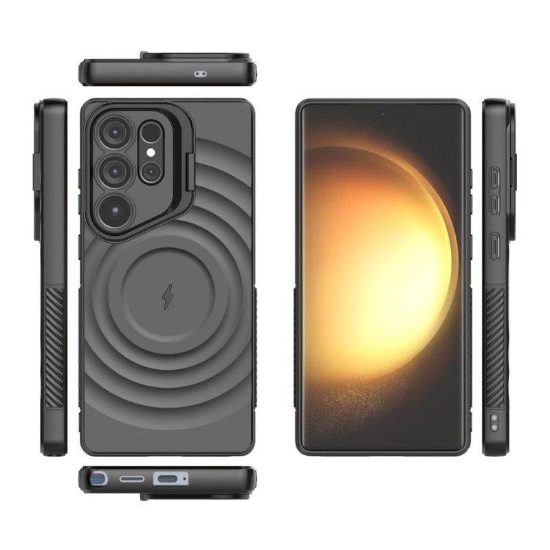 Cover Samsung Galaxy S25 Ultra 5g Telefon Etui Magsafe-kompatibel Bølget Design Med Stativ
