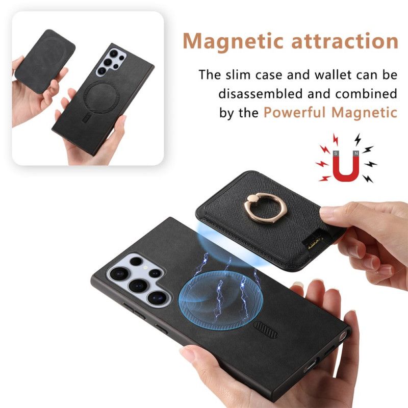 Cover Til Samsung Galaxy S25 Ultra 5g Aftagelig Magnetisk Kortholder Og -stativ