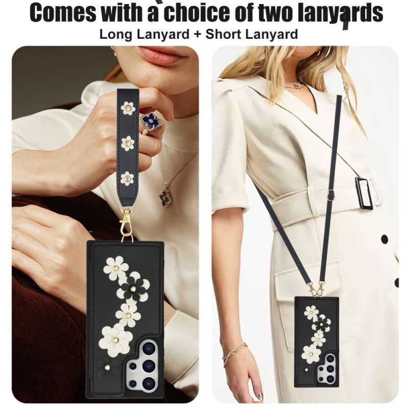 Cover Til Samsung Galaxy S25 Ultra 5g Kortholder Med Snor Og Skulderrem