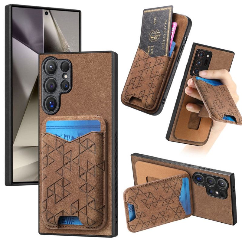 Cover Til Samsung Galaxy S25 Ultra 5g Kortholder Og -stativ Med Trykt Mønster