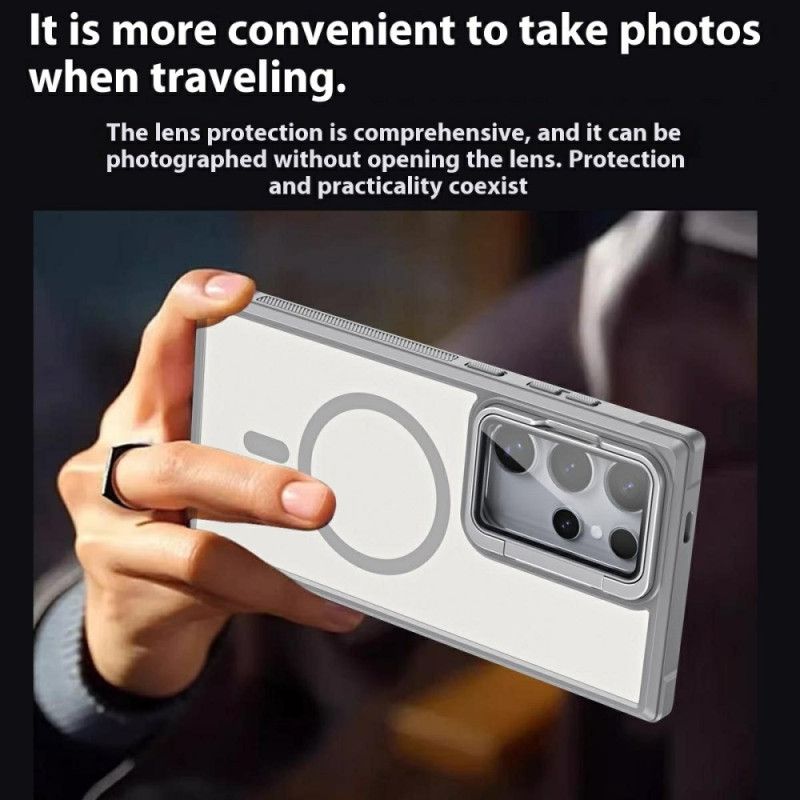 Cover Til Samsung Galaxy S25 Ultra 5g Magsafe-kompatibel Mat Anti-fingeraftryksdesign Med Stativ