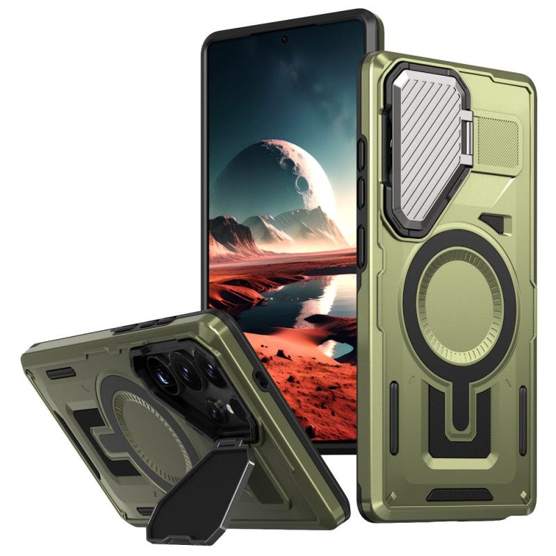 Cover Til Samsung Galaxy S25 Ultra 5g Metallisk Effekt Med Linsedæksel Og Stativ