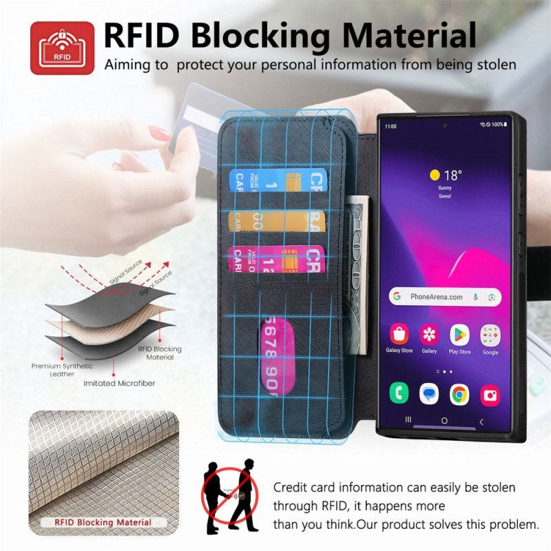 Flip Cover Samsung Galaxy S25 Ultra 5g Aftageligt Magnetisk Rfid Caseneo-etui