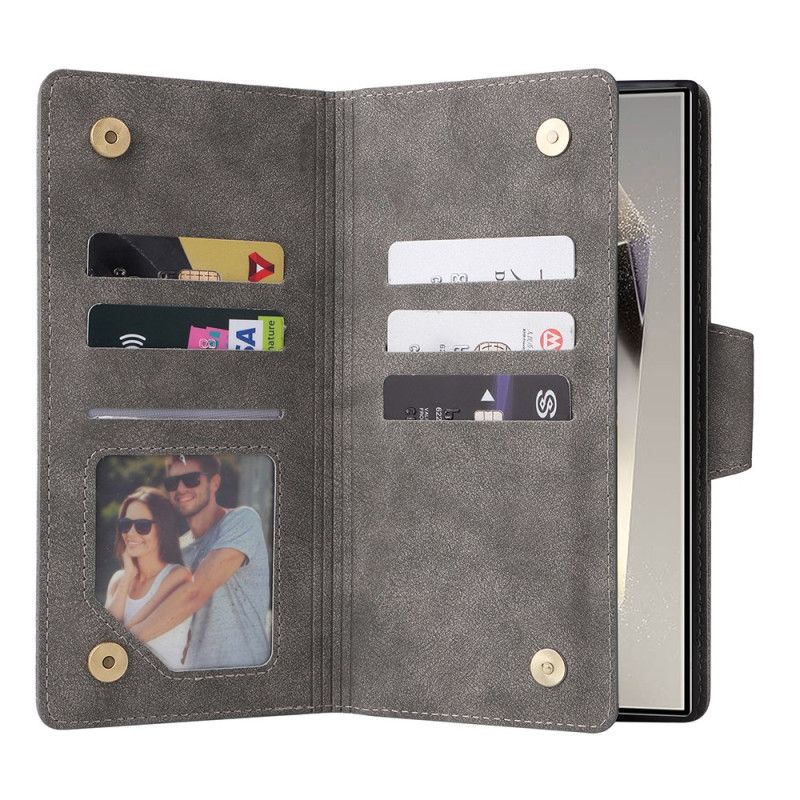 Flip Cover Samsung Galaxy S25 Ultra 5g Pung Med Ruskindseffekt Og Rem