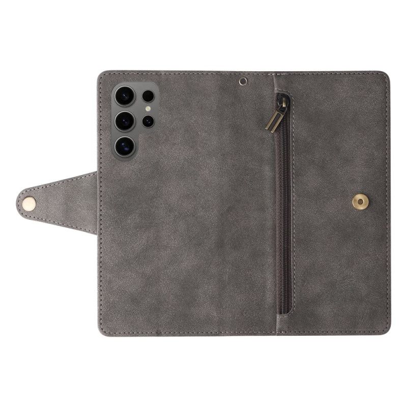 Flip Cover Samsung Galaxy S25 Ultra 5g Pung Med Ruskindseffekt Og Rem