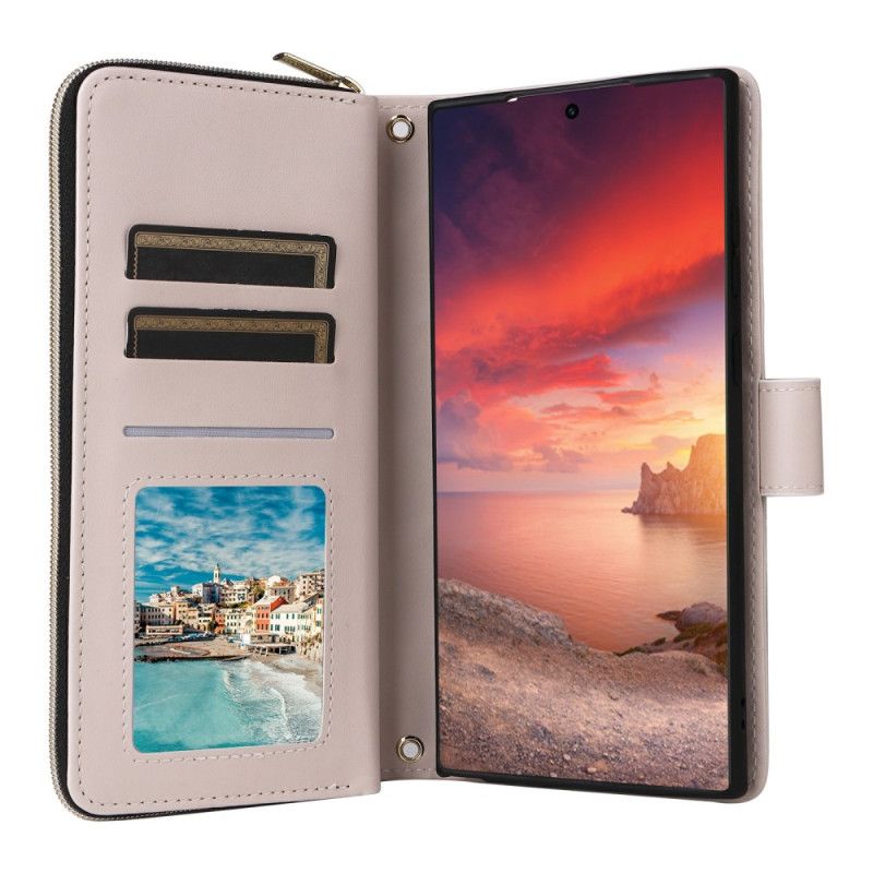 Flip Cover Samsung Galaxy S25 Ultra 5g Quiltet Pung Med Rem Og Skulderrem