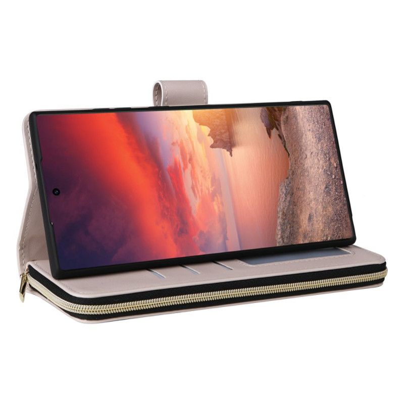 Flip Cover Samsung Galaxy S25 Ultra 5g Quiltet Pung Med Rem Og Skulderrem