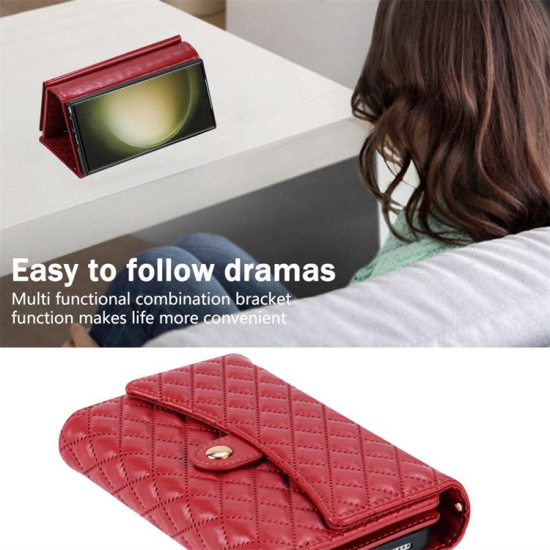 Flip Cover Samsung Galaxy S25 Ultra 5g Quiltet Pung Med Skulderrem