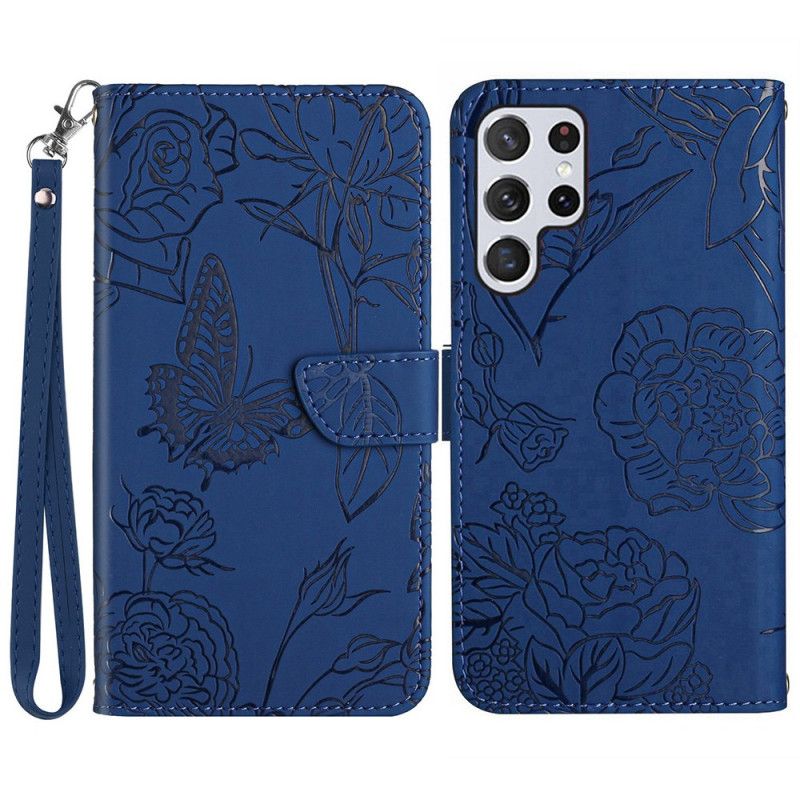 Flip Cover Samsung Galaxy S25 Ultra 5g Sommerfugleprint Med Rem