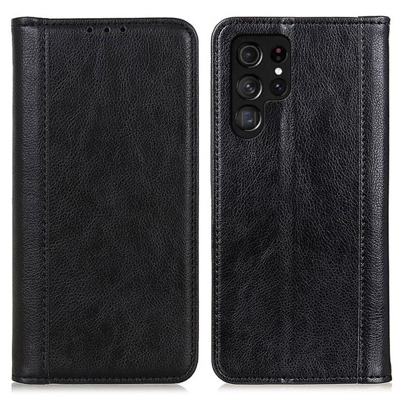 Flip Cover Samsung Galaxy S25 Ultra 5g Splitlæder I Litchi