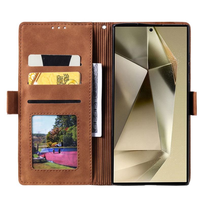 Flip Cover Samsung Galaxy S25 Ultra 5g Tofarvet Rfid-blokerende Pung Med Ruskindseffekt