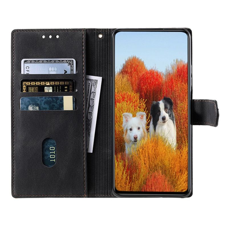 Flip Cover Samsung Galaxy S25 Ultra 5g Tofarvet Rfid-pung I Ruskindsstil Med Rem