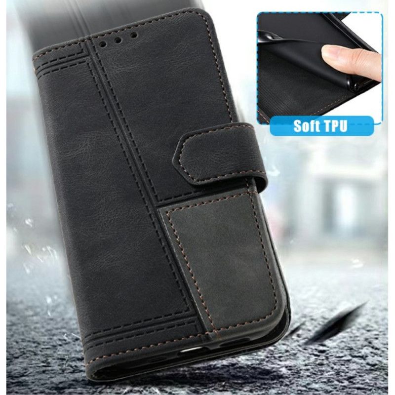 Flip Cover Samsung Galaxy S25 Ultra 5g Tofarvet Rfid-pung I Ruskindsstil Med Rem