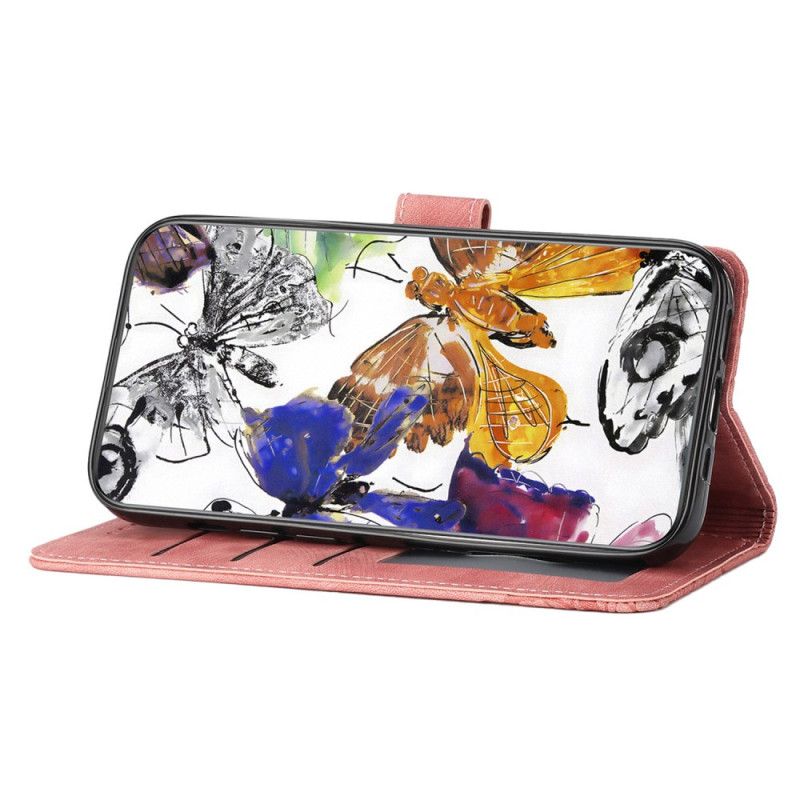 Flip Cover Til Samsung Galaxy S25 Ultra 5g Sommerfugle Med Ruskindseffekt