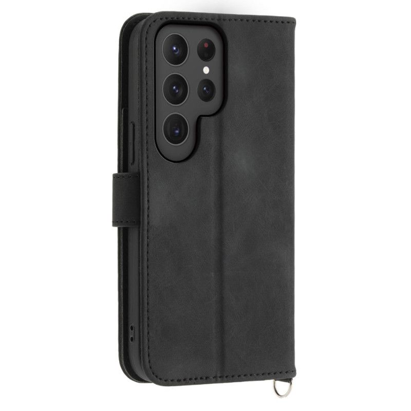 Læder Cover Samsung Galaxy S25 Ultra 5g Blomstermønster Og Stropper